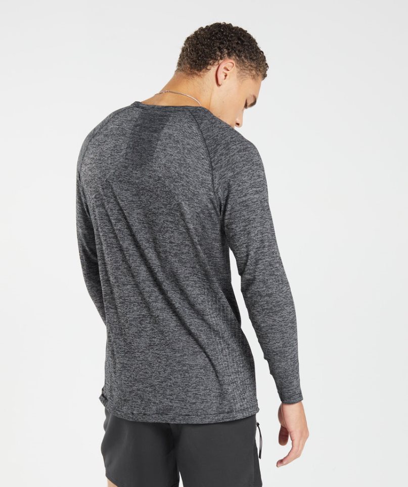 Men's Gymshark Retake Seamless Long Sleeve T-Shirts Dark Grey | NZ 6QWPDG